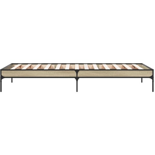  Okvir za krevet boja hrasta 100x200cm konstruirano drvo i metal Smeđa 100 x 200 cm Slike