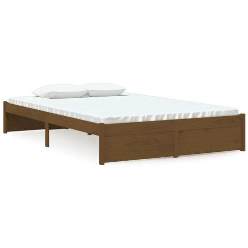 VidaXL Posteljni okvir medeno rjav iz trdnega lesa 120x190 cm 4FT, (20643432) Slike