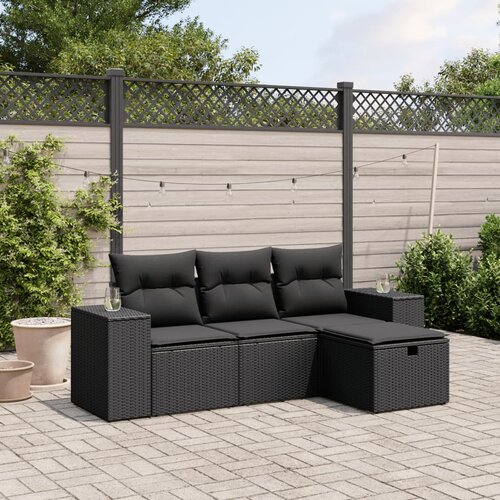 vidaXL 4-dijelni set vrtnih sofa od poliratana s jastucima crni Cijene