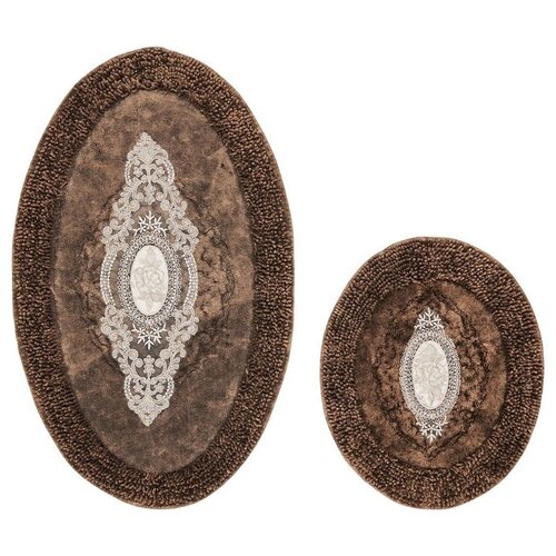 Crown brown brown bathmat set (2 pieces) Cene