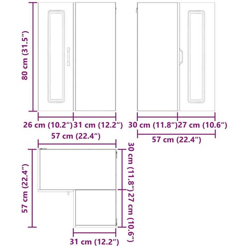VidaXL Zidni kuhinjski ormarić s policom Sonoma hrast 57 x 57 x 80 cm Slike