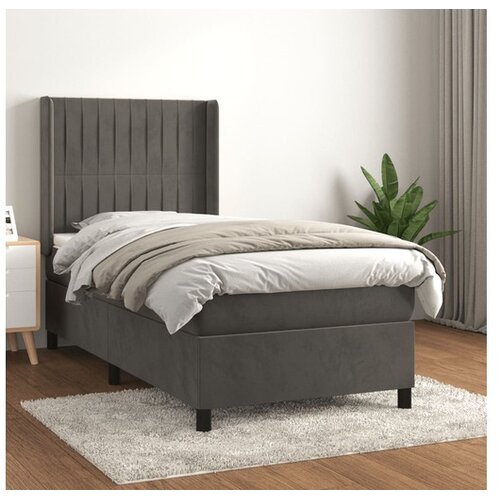  Box spring postelja z vzmetnico temno siv 90x190 cm žamet Cene