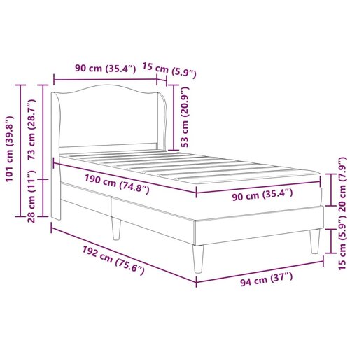  Okvir za krevet s uzglavljem Tamnosiva 90 x 190 cm Bar&amp;scaron;un - Tamnosiva 90 x 190 cm Slike