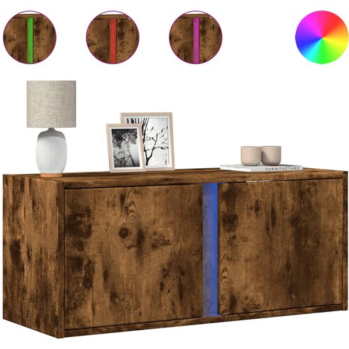 Maison Chic Stenska TV omarica - TV stojalo - Televizijska omarica z LED lučkami dimljeni hrast 80x31x35 cm, (21702393) Cene