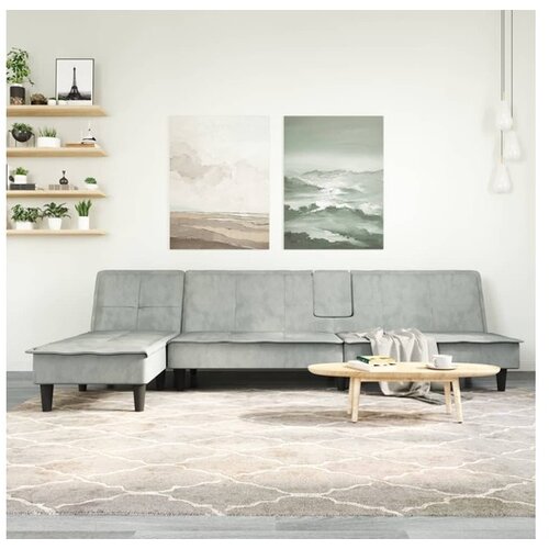 vidaXL Kutna garnitura na razvlačenje svjetlosiva 255x140x70 cm baršun Cijene