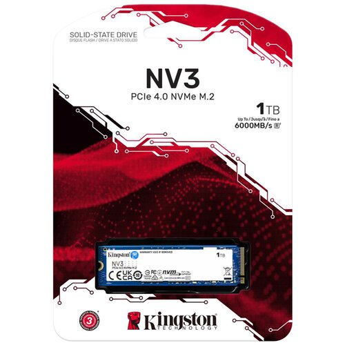Kingston SSD 1TB KIN NV3 PCIe M.2 2280 NVMe SNV3S/1000G, (01-0001375228) Slike