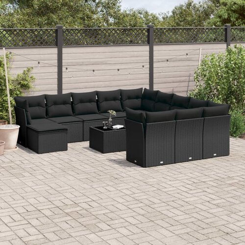  13-dijelni set vrtnih sofa s jastucima poliratan crni Cijene