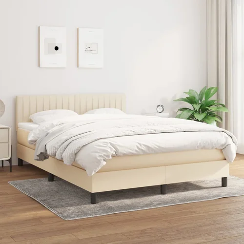 The Living Store Box spring postelja z vzmetnico krem 140x190 cm blago - Box Spring Postelja, (21513960)