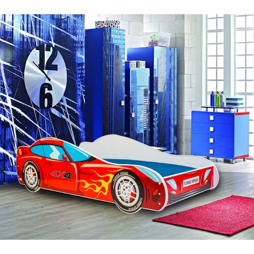 ADRK Dje�ji krevet AUTO 4x4 s madracem i LED rasvjetom 140x70 cm - CRVENA Cijene