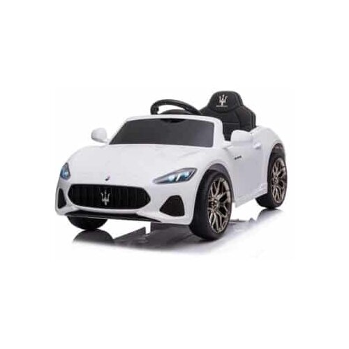 Dečiji auto Maserati Gran Cabrio sa kožnim sedištem i mekim gumama - beli Slike