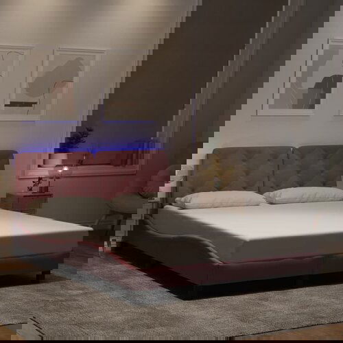 Furnova Posteljni okvir z LED lučkami roza 140x200 cm žamet, (21935014) Slike