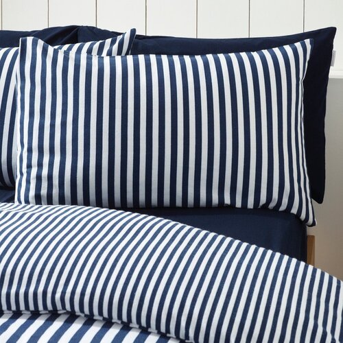 Catherine Lansfield Temno modra flanelna posteljnina za zakonsko posteljo 200x200 cm Stripe &amp;ndash; Slike