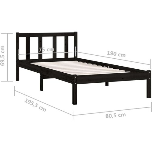 VidaXL okvir za krevet crni od borovine 75 x 190 cm uk jednokrevetni Slike