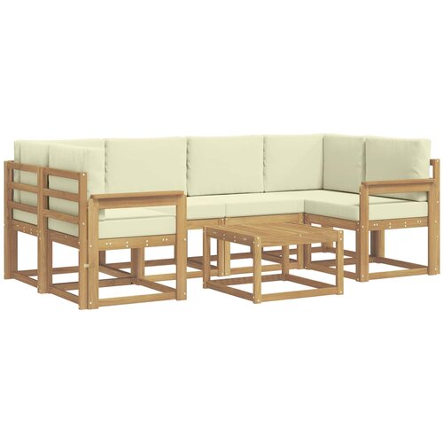 vidaXL Zunanja garnitura za sedenje z blazino 7 pcs Bela in krem, (5000280601) Cene