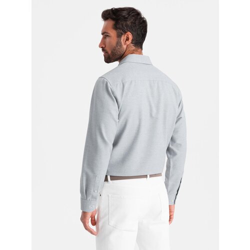 Ombre Men's shirt with pocket REGULAR FIT - light grey melange Cijene