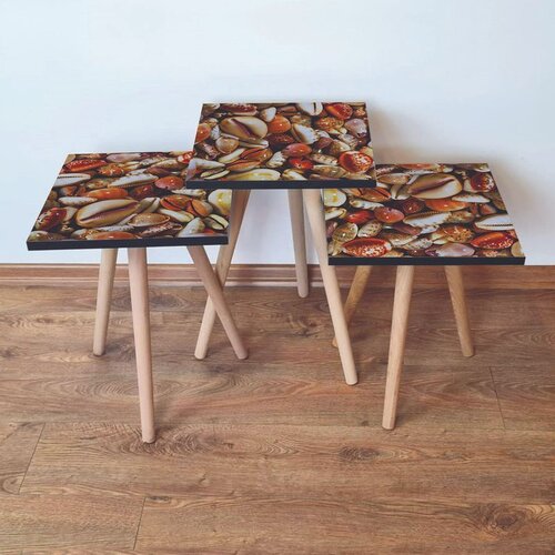 Hanah home 3Shp63 - Orange OrangeCreamRed Nesting Table (3 Pieces) Cene