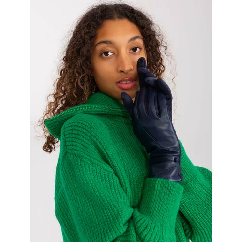 Fashion Hunters Navy Blue Women's Buttoned Gloves
