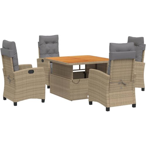  5-dijelni vrtni blagovaonski set od poliratana s jastucima bež 110 cm table length Slike