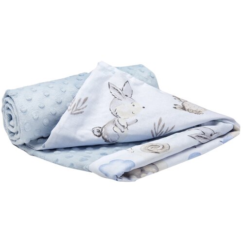 Medi Partners Blanket 75x100 cotton + minky &amp;ndash; Deer and Hedgehog + light blue Minky Slike
