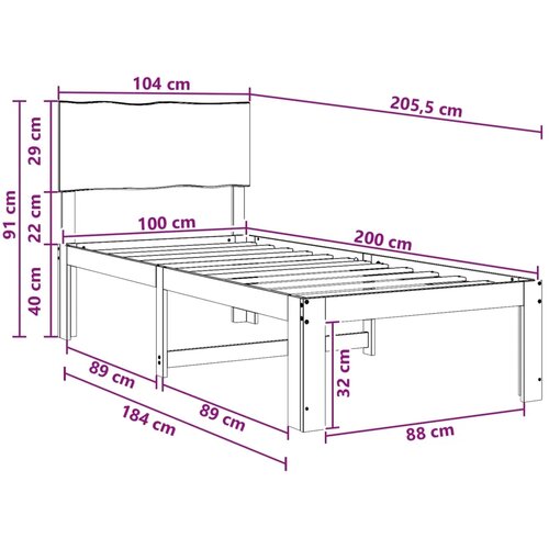  Krevet s uzglavljem ROSTOCK Tamno smeđa 100 x 200 cm - Tamno smeđa 100 x 200 cm Cene