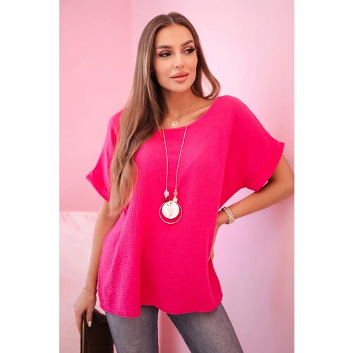 Kesi Włoski Muslin blouse with a necklace fuchsia Cijene