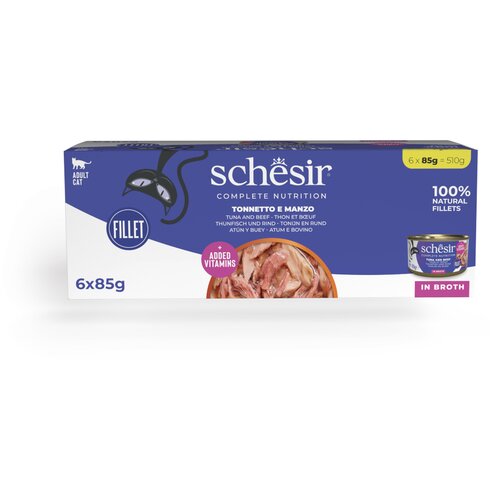  Ekonomično pakiranje Schesir Complete Nutrition filet u temeljcu 24 x 85 g - Tuna s govedinom Cijene