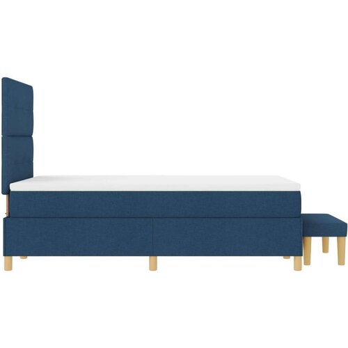 Box Spring Krevet s Madracem i Klupom Plava 120x200 cm Tkanina Slike