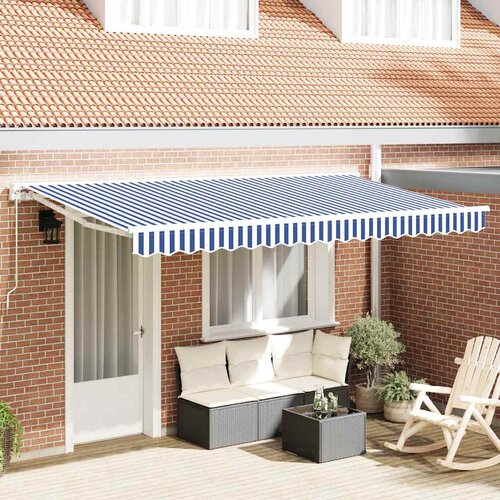 vidaXL retraktilna tenda modra in bela 400x200 cm Cene