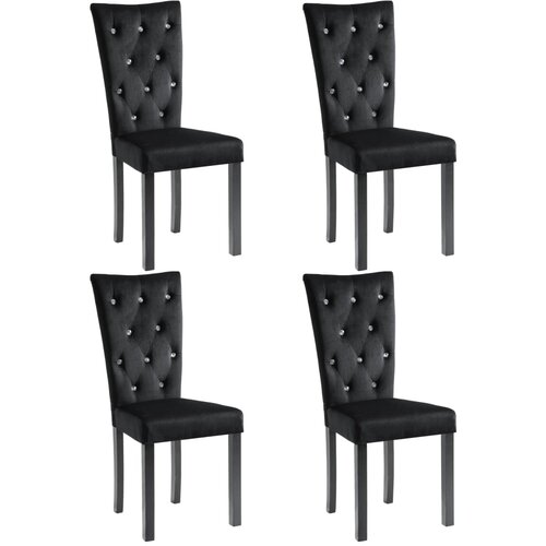Maison Chic Jedilni stoli - Vzorci stoli 4 kosi črn žamet A682, (22031918) Slike