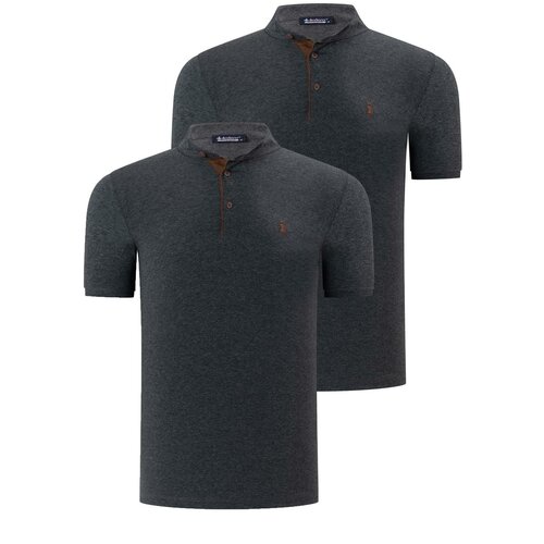 Dewberry DOUBLE SET T8560 MEN'S T-SHIRT-ANTHRACITE-ANTHRACITE Slike