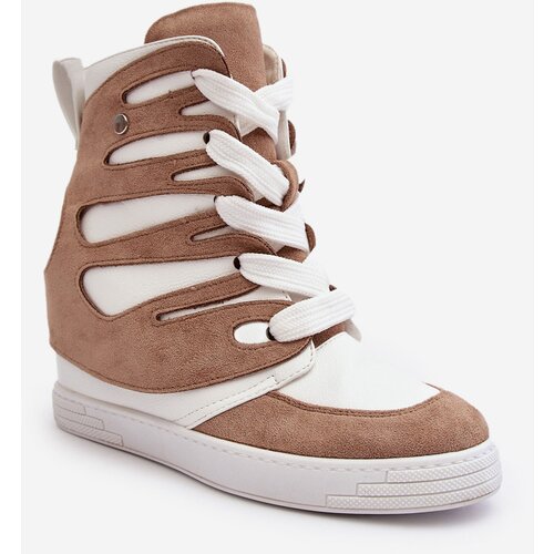 PS1 Leather Boots On Wedge Laced Beige Amria Slike