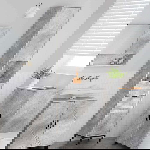 VidaXL Visoki ormarić za kupaonicu Beton siva 31.5 x 33 x 190 cm Slike