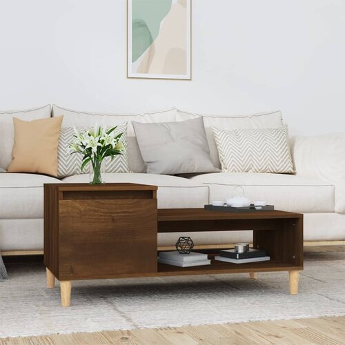 The Living Store Klubska mizica Rjav hrast 100x50x45 cm inženirski les - Klubska Mizica, (21573436) Slike