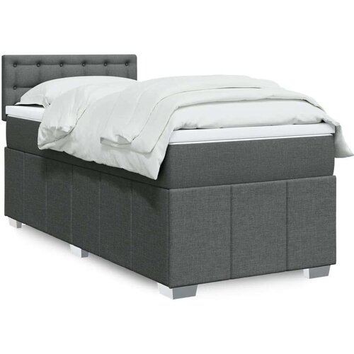 vidaXL Box spring postelja z vzmetnico temno siva 80x200 cm blago Cene
