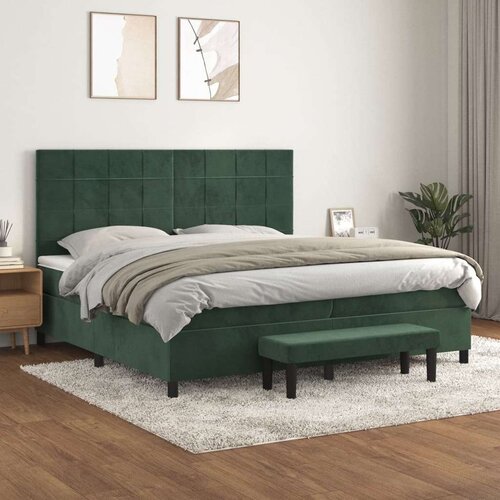 vidaXL Krevet s oprugama i madracem tamnozeleni 200x200 cm baršunasti Cene