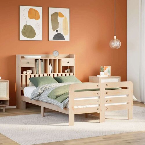 vidaXL Krevet s regalom za knjige bez madraca 135x190 cm od borovine Cene