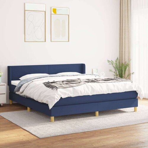 VidaXL Krevet s oprugama i madracem plavi 160x200 cm od tkanine Slike