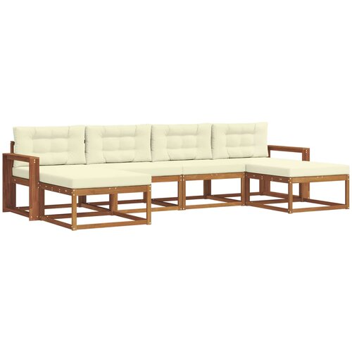  Set vanjskih sofa 6 kom. Prirodna i krem Smeđa 337 x 162,5 x 73 cm Slike