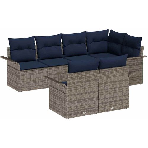  Sjedeća garnitura za vrt 7 kom. Siva Poli ratan 242.5 x 132.5 x 69 cm Slike