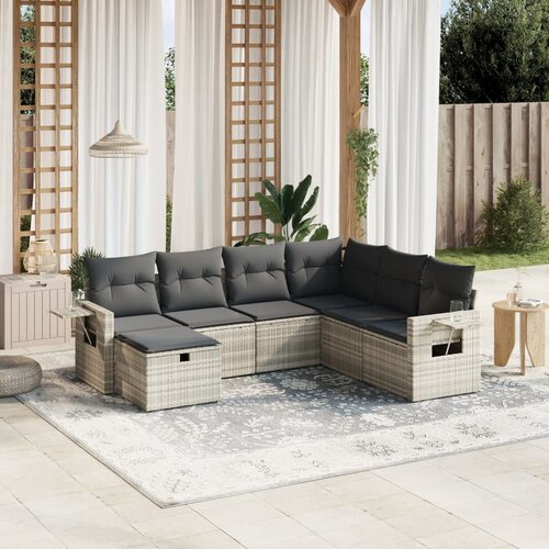 vidaXL 7-dijelni set vrtnih sofa svjetlosivi od poliratana Cijene