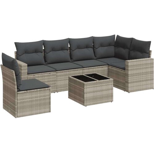 vidaXL 7-dijelni set vrtnih sofa svjetlosivi od poliratana Cijene