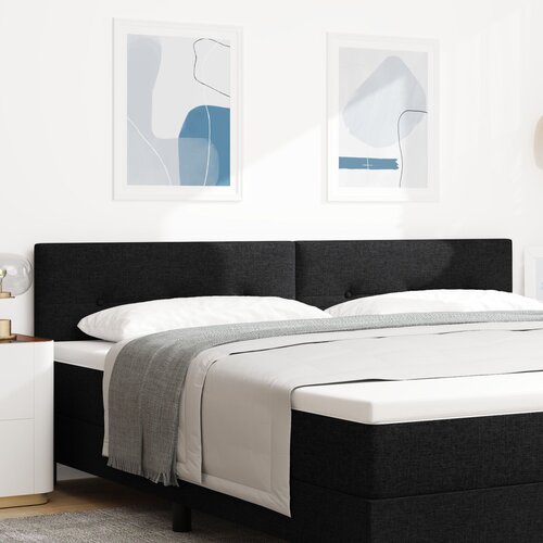 VidaXL LED vzglavnik z gumbi, črn, 100 cm, tekstil Slike