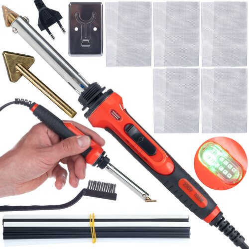 Rosfix red odyssey 100W plastični spajkalnik RRO100W + plastični komplet (2X pp, pe, abs, pvc), 5 mrežic, izvijač, spajkalna konica in stojalo, (21746384) Slike