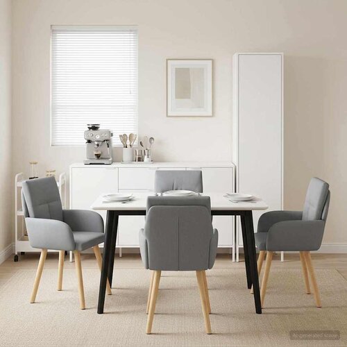 vidaXL Trpezarijske stolice 4 pcs Tkanina Svjetlosiva 60 x 56 x 96 cm Cene