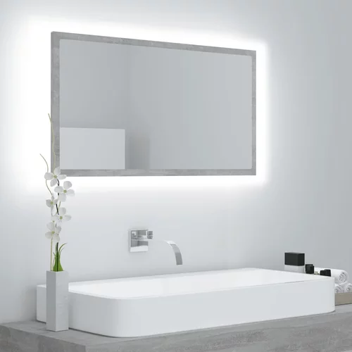 vidaXL LED kopalniško ogledalo betonsko sivo 80x8,5x37 cm iverna pl.