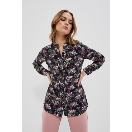 Moodo Patterned viscose shirt - black Slike
