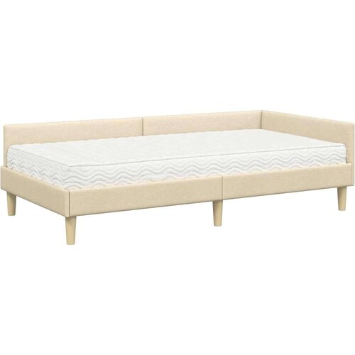  Kutni krevetni okvir s madracem Ostalo 2 pcs Krema tkanina Slike