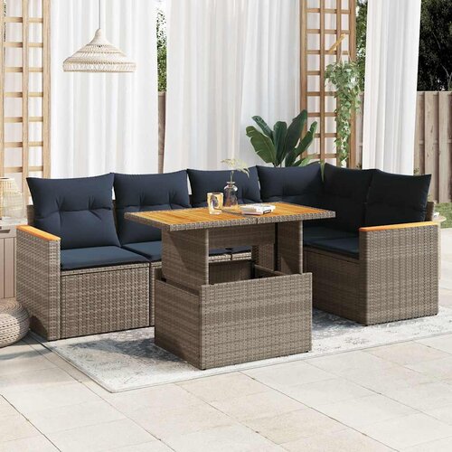 vidaXL 6-dijelni set vrtnih sofa od poliratana s jastucima sivi Cijene