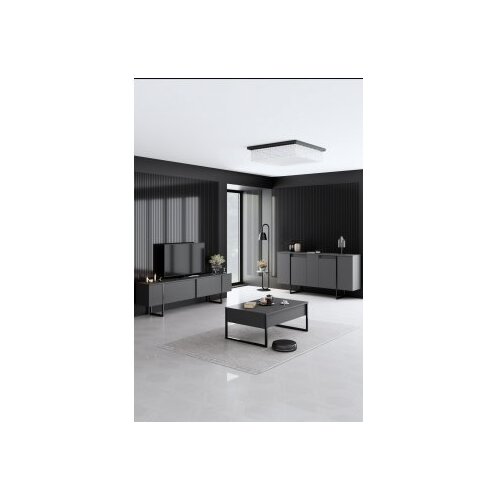 Hanah home Antracitno siva nizka komoda 160x35 cm Luxe – Cene