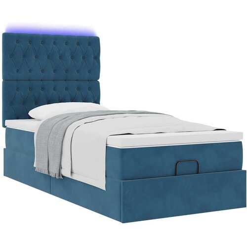 vidaXL Otomanski posteljni okvir z vzmetnicami moder 80x200cm žamet Cene
